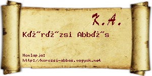 Körözsi Abbás névjegykártya